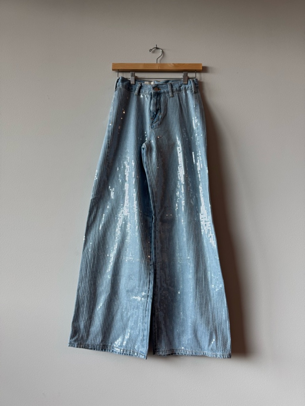 Anthropologie Pilcro Sequin Wide Leg Jeans Size 24 (00) Cowgirl Western Boho - Picture 5 of 15